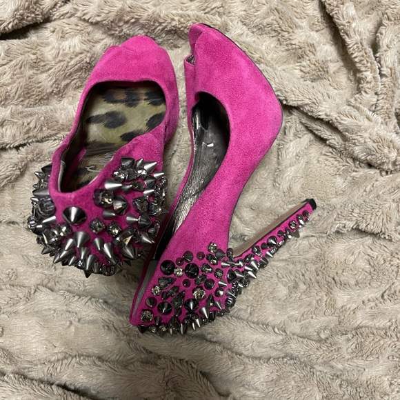 Sam Edelman Lorissa Hot Pink Studded Heels - Picture 8 of 9